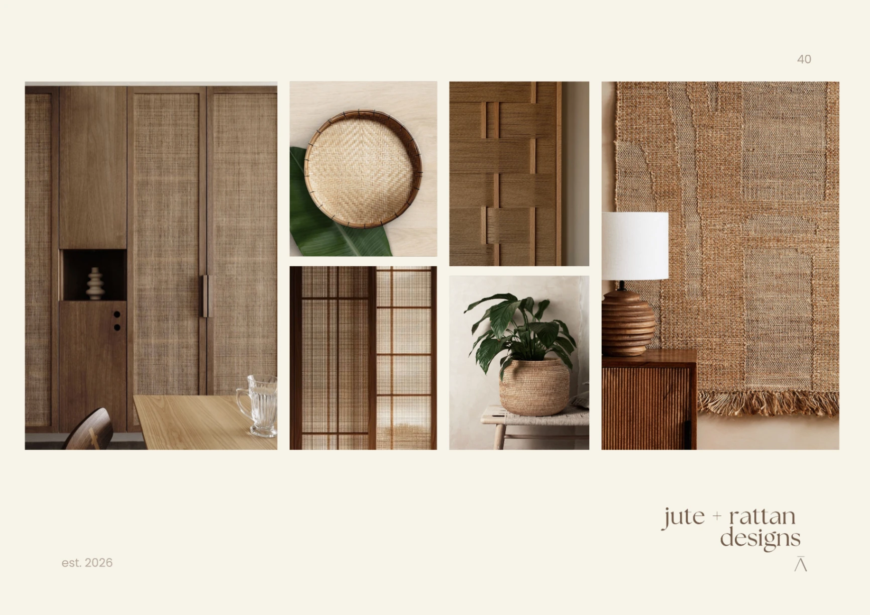 Jute and rattan textures and finishes